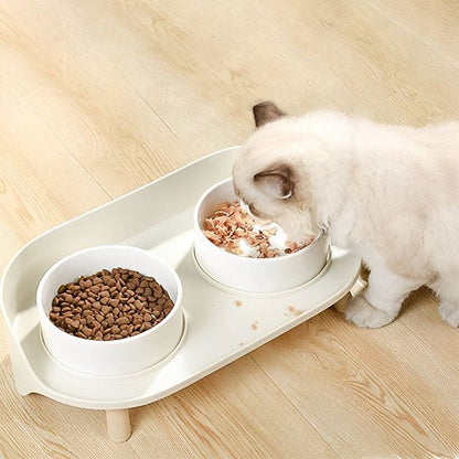 Double Gamelles chat base blanche 