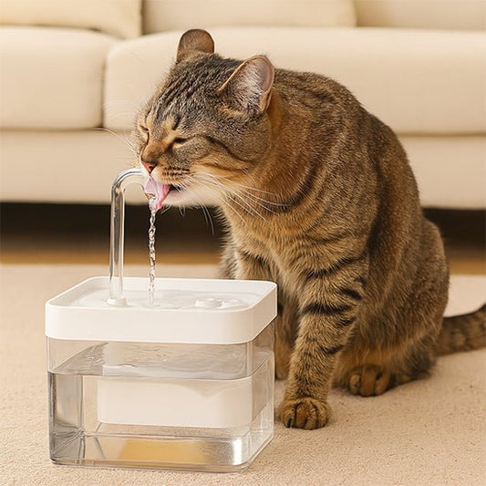 Fontaine à Eau pour Chat blanche chat s'hydrate
