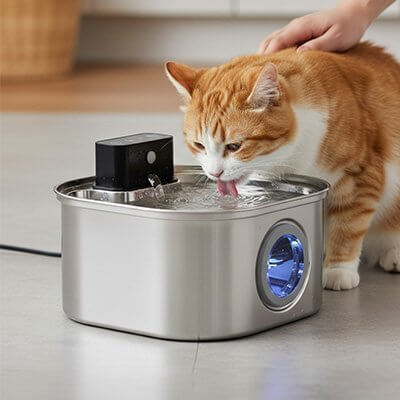 Fontaine à eau Chat sans fil chat boit