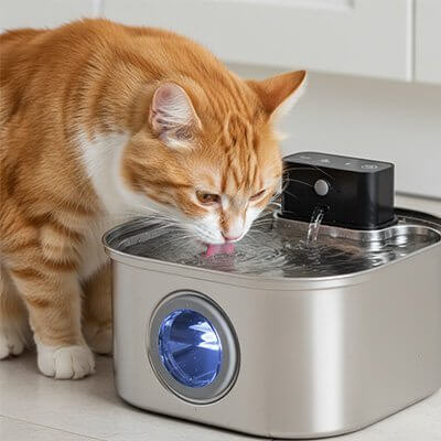 Fontaine à eau Chat sans fil chat s'abreuve
