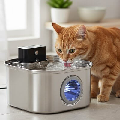 Fontaine à eau Chat sans fil chat s'hydrate