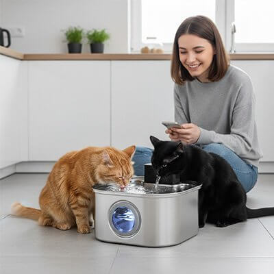 Fontaine à eau Chat sans fil | FreshFlow™ - Transportdodochat