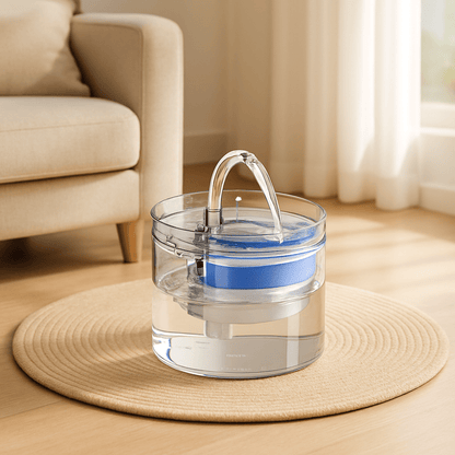 Fontaine à eau chat transparent en décor