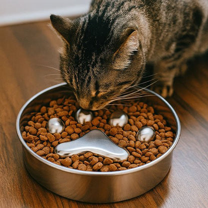 Gamelle anti glouton chat - Croq'Pause™ - Acier Inox - Transportdodochat