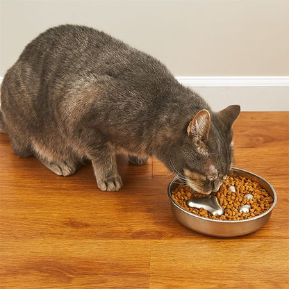 Gamelle anti glouton chat - Croq'Pause™ - Acier Inox - Transportdodochat