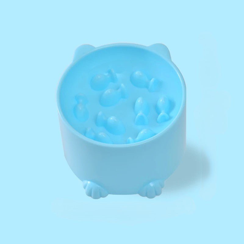 Gamelle anti glouton chat bleue pastel