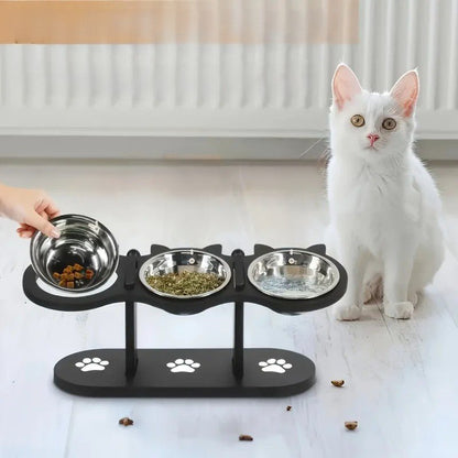 Gamelle chat surélevée - Minou Buffet™ - Acier Inox - Transportdodochat