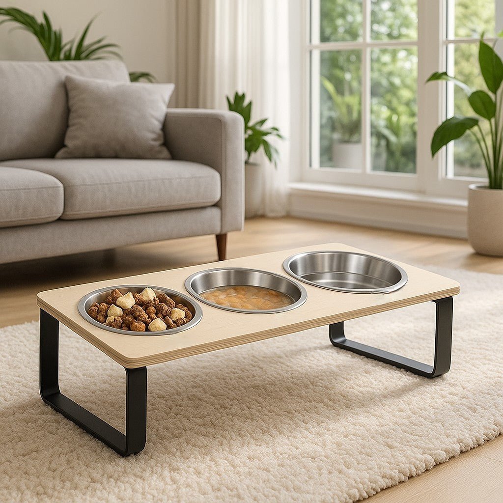 Gamelle pour chat surélevée acier repas sec mouillé et eau