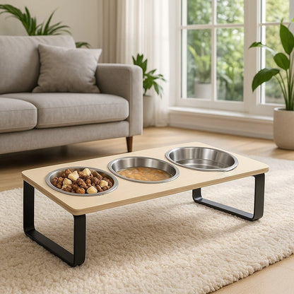 Gamelle pour chat surélevée acier repas sec mouillé et eau