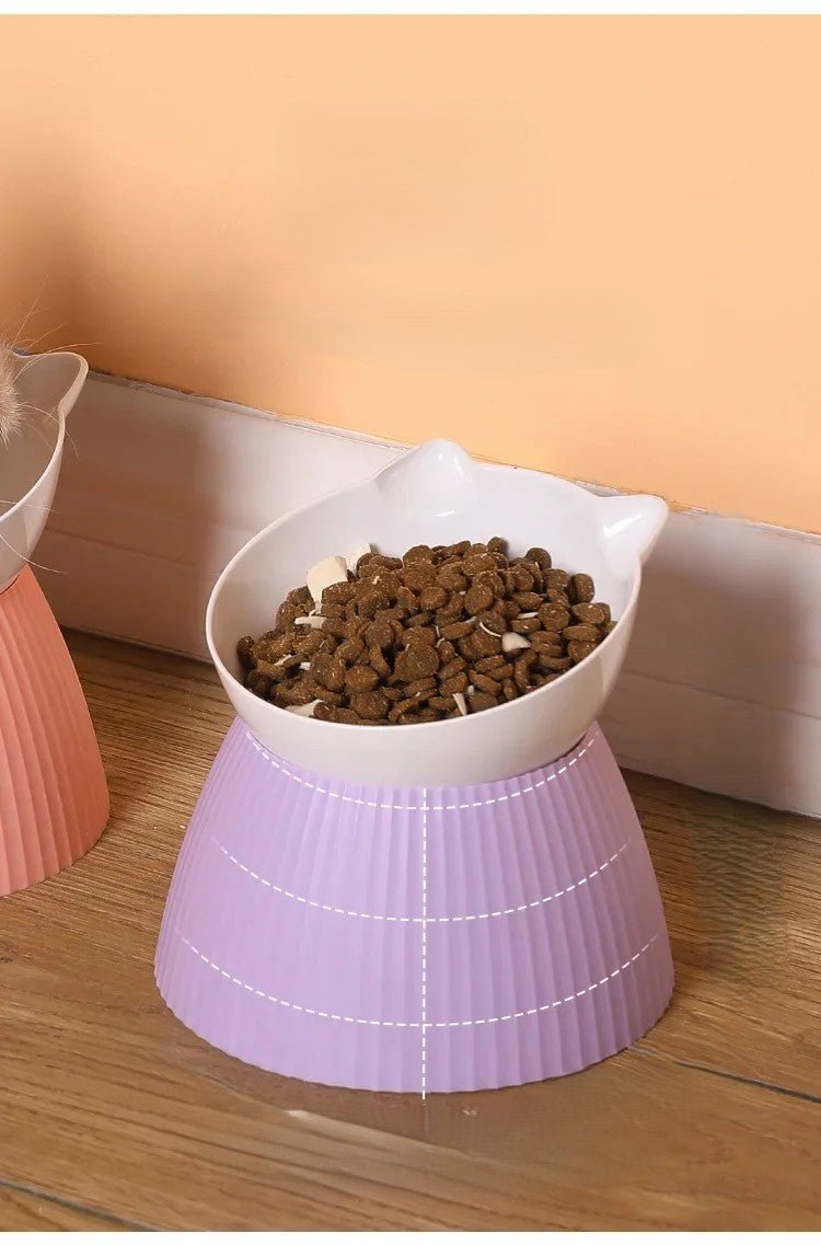 Gamelle chat surélevée mauve bol plein