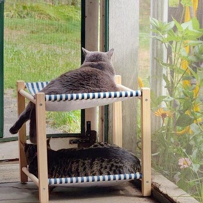 hamac pour chats bleu chats attentifs