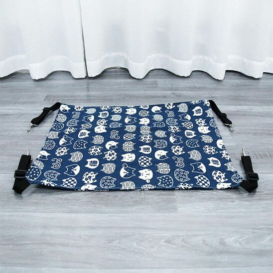 hamac suspendu pour chat bleu convertible en tapis