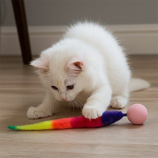 jouet chat interactif chat blanc joue