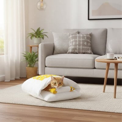 Lit Chaton jaune chat confortable