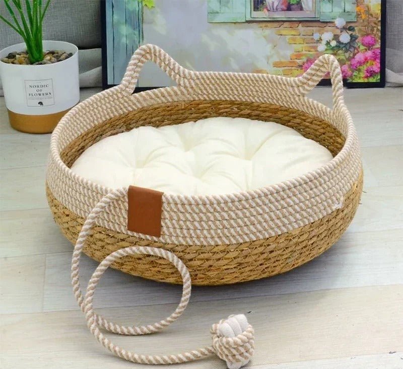 lit pour chat coussin blanc  douillet