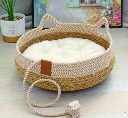 lit pour chat coussin blanc  douillet
