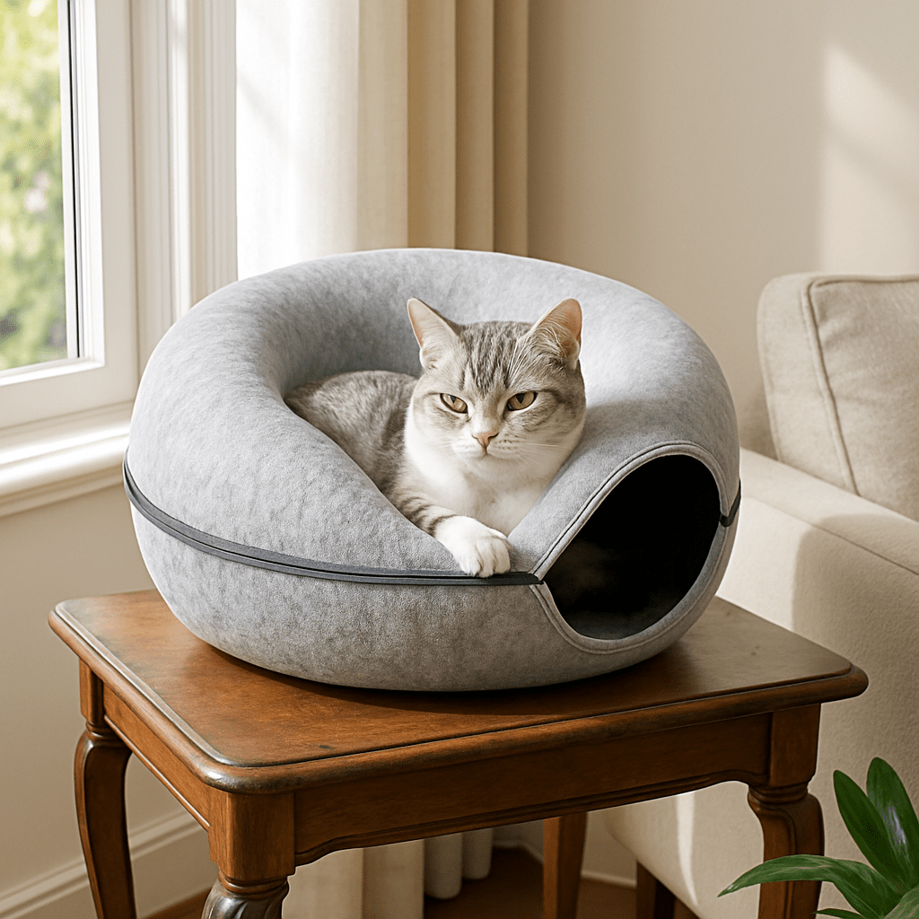 Lit pour Chat gris clair en déco chat relax