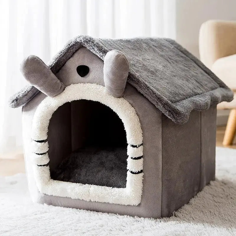maison chat gris coussin moelleux