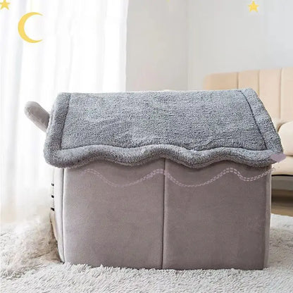 Maison chat gris extérieur confortable