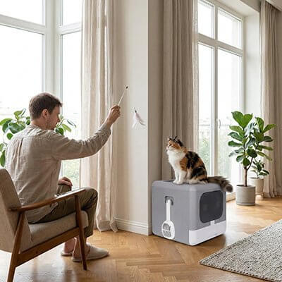Maison de toilette pour Chat | MinouClean Maison™ - Transportdodochat