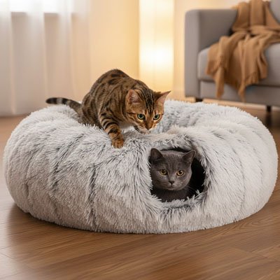 Maison pour les chats gris chats heureux