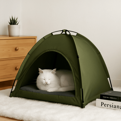Niche à chat - CatTentBed™ - Vert Militaire - Transportdodochat