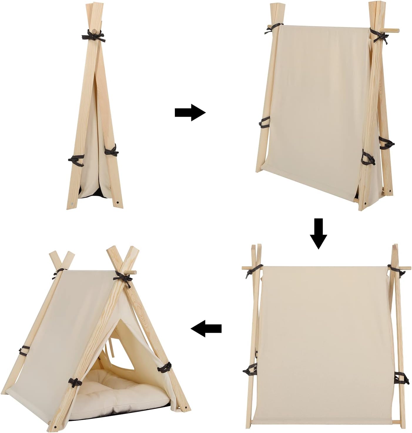 Niche chat tipi plié et assemblé