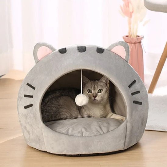 Niche pour chat grise chat en confort