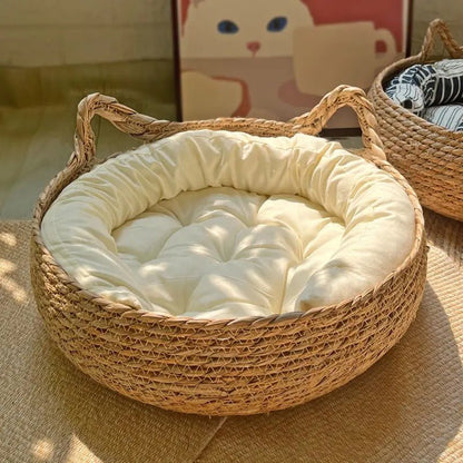 panier chat coussin oreiller blanc