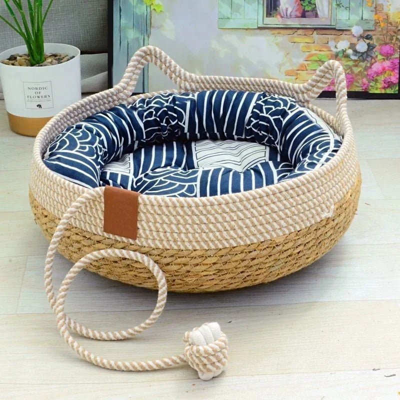 Panier pour chat coussin bleu doux