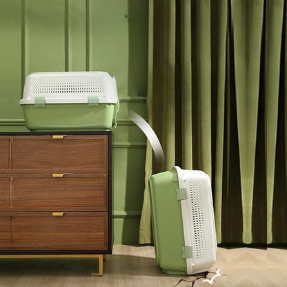 panier transport chat pet flightcase vert blanc