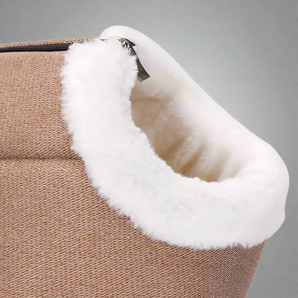 Sac de transport chat beige intérieur doux