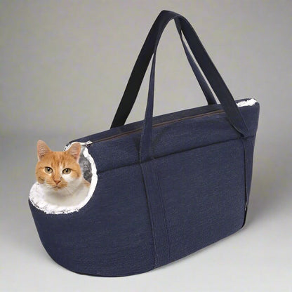 Sac de transport chat bleu marin chat heureux