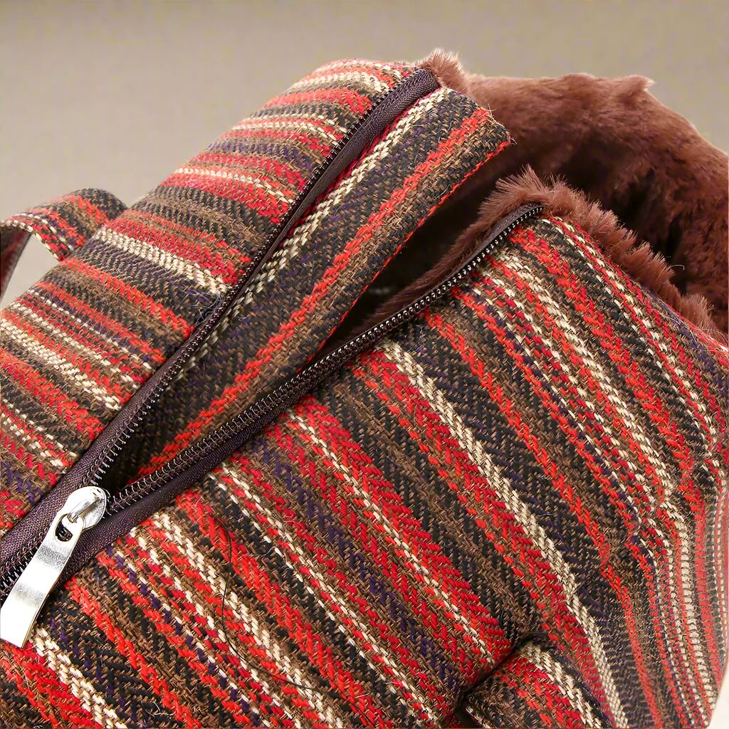 Sac de transport chat rayé zip robuste