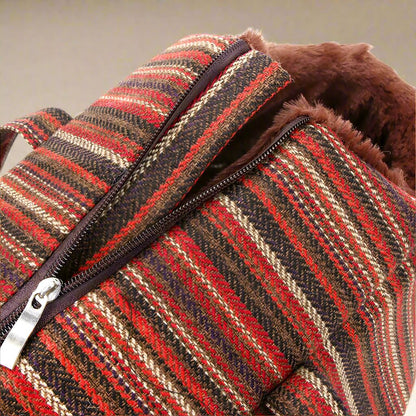 Sac de transport chat rayé zip robuste