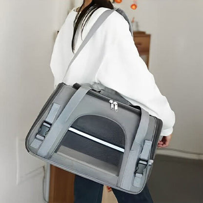 Sac de transport pour chat gris port épaule