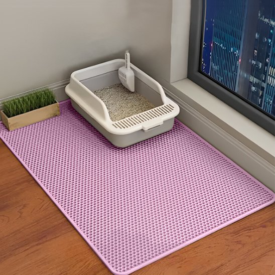 Tapis chat litière rose