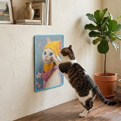 Tapis griffoir chat | Toile Féline™ - Chat Rêveur - Transportdodochat