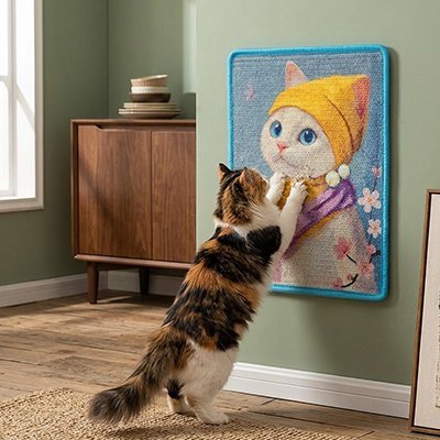 Tapis griffoir chat | Toile Féline™ - Chat Rêveur - Transportdodochat