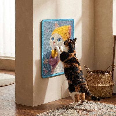 Tapis griffoir chat | Toile Féline™ - Chat Rêveur - Transportdodochat
